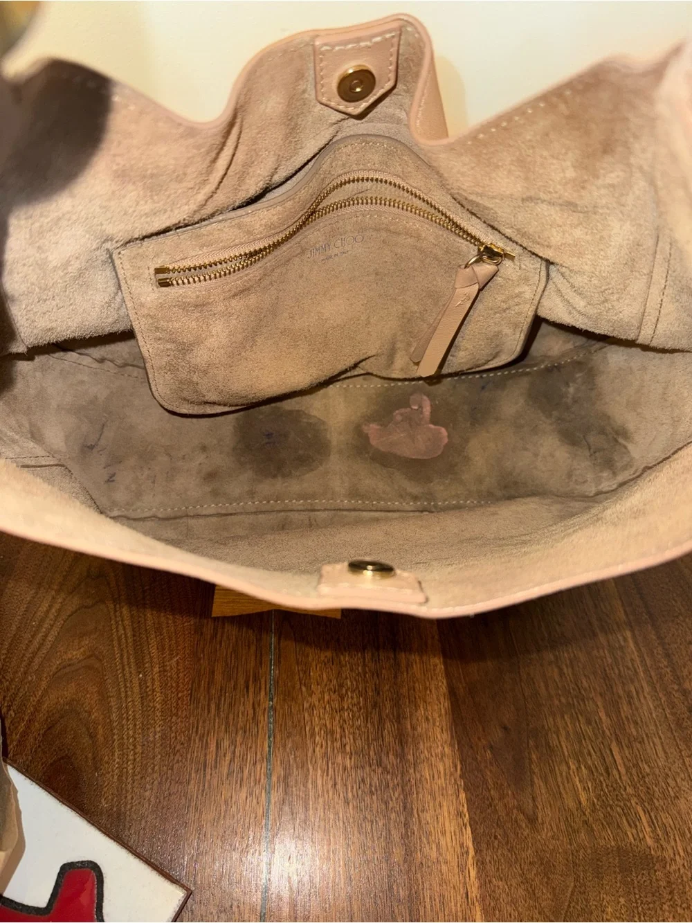Jimmy Choo Blush Leather Hobo Shoulder Bag with Gold Accent